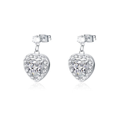 Ivée Crystal Heart Drop Earrings