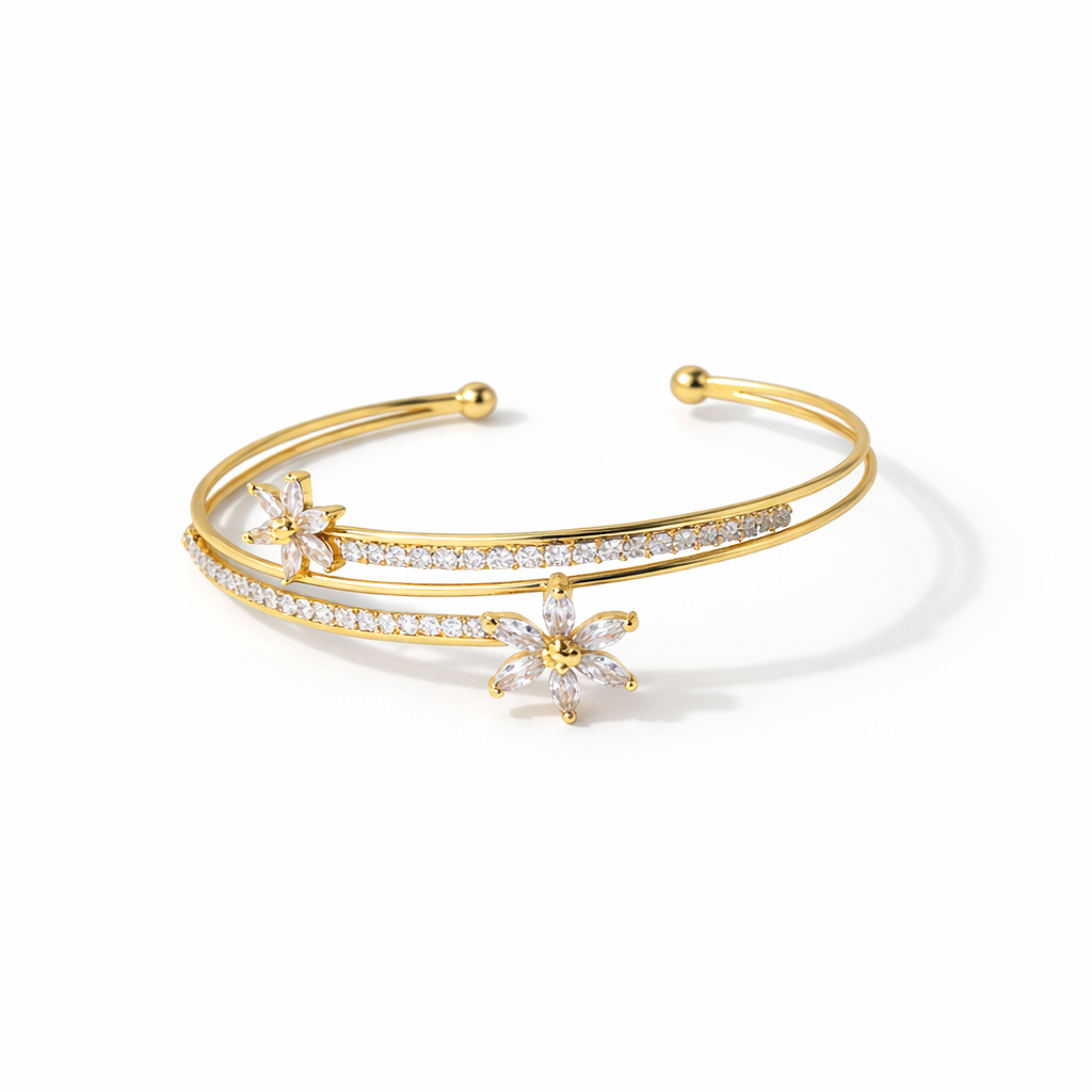 Ivée Aurora Bloom Pavé Cuff Bracelet
