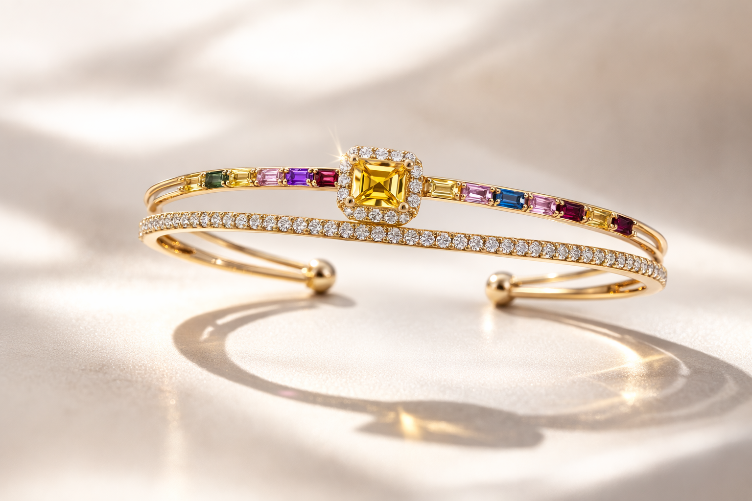 Ivée Aurora Prism Crystal Open Cuff Bracelet