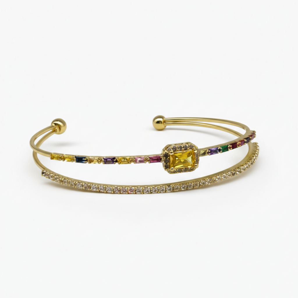 Ivée Aurora Prism Crystal Open Cuff Bracelet