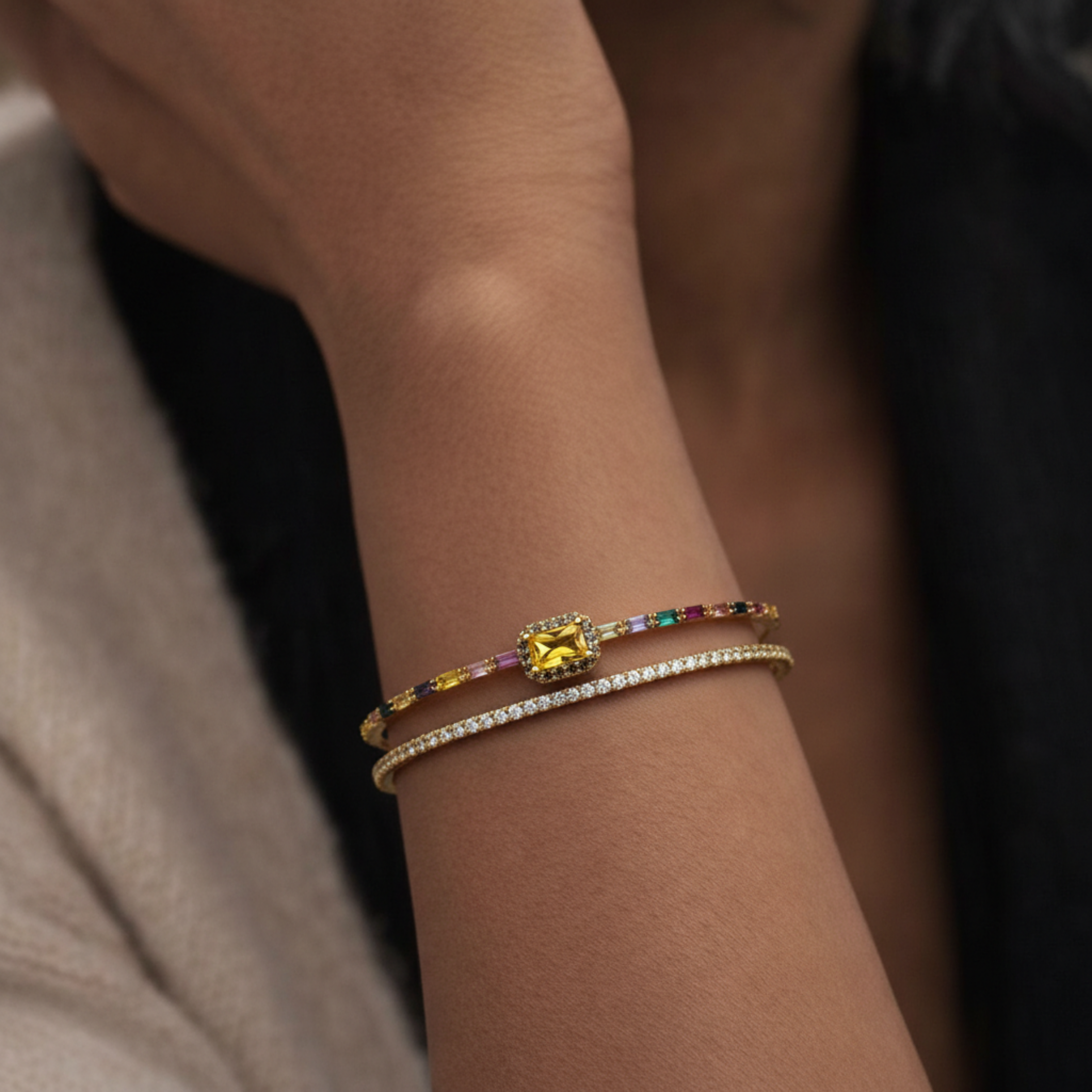 Ivée Aurora Prism Crystal Open Cuff Bracelet