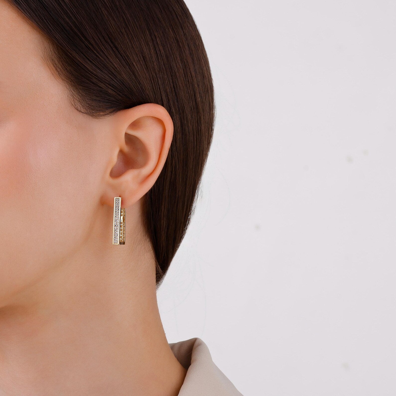 Ivée Edge Pavé Hoop Earrings