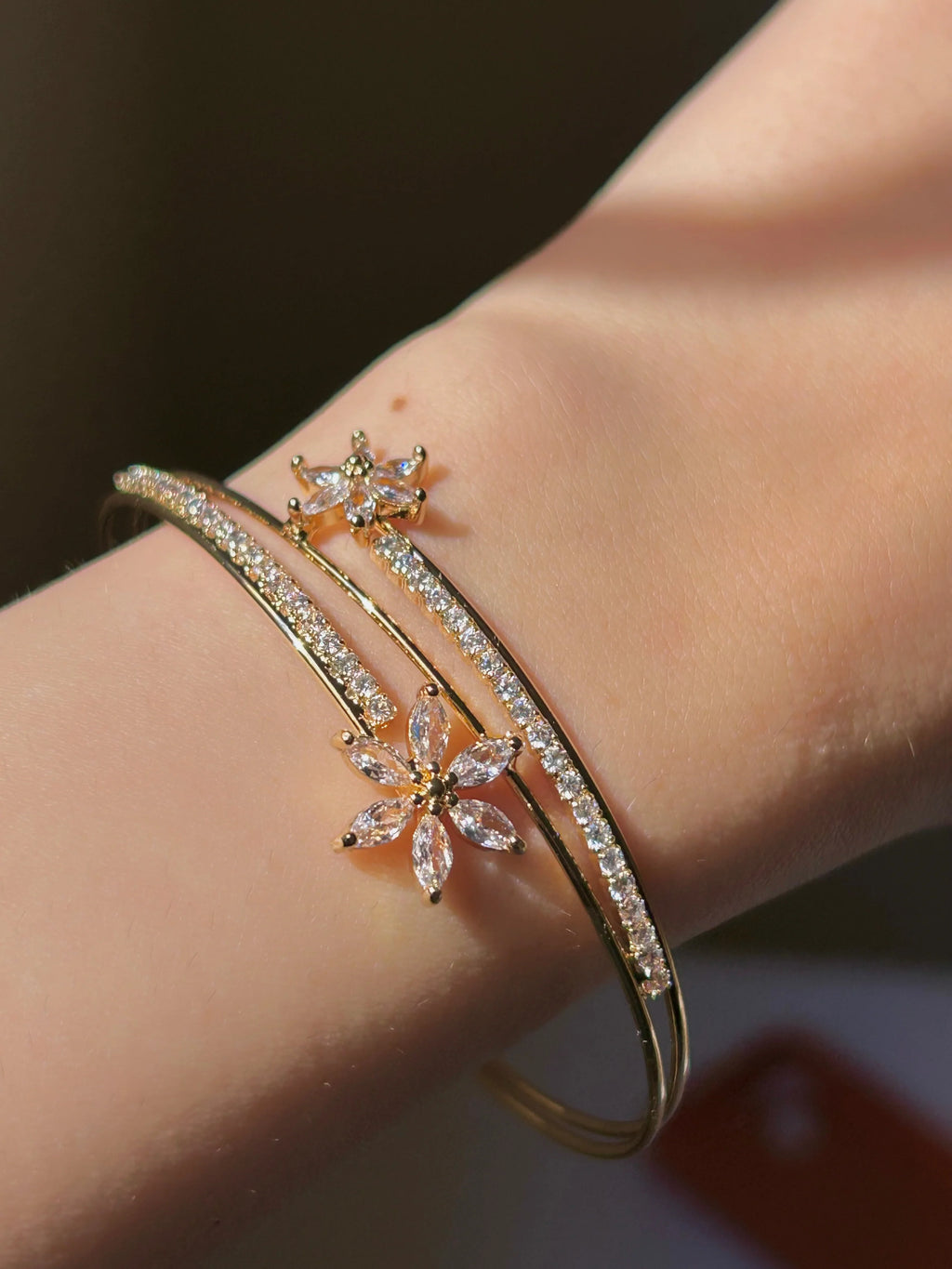 Ivée Aurora Bloom Pavé Cuff Bracelet